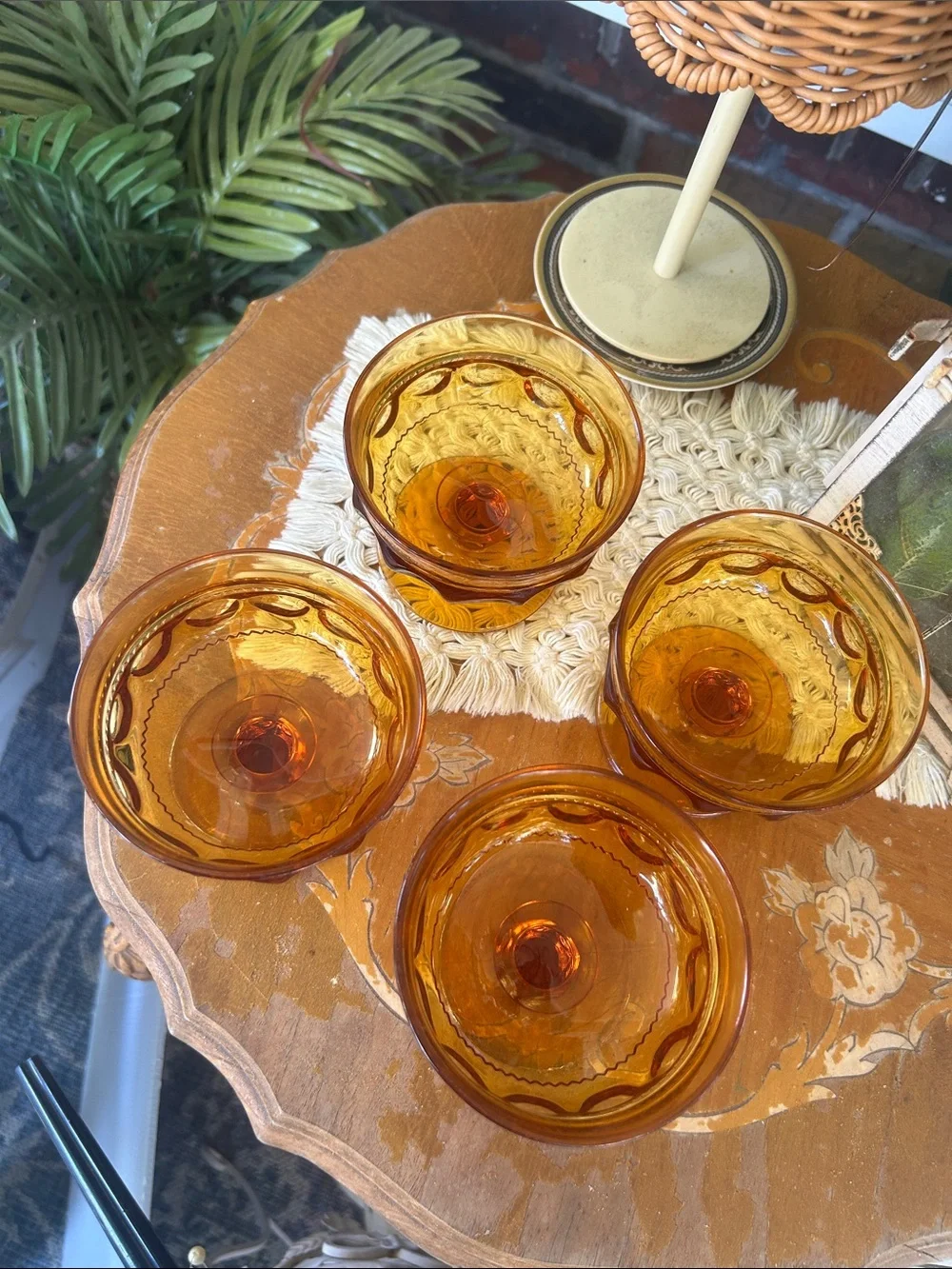 Amber Thumbprint Footed Dessert Glasses